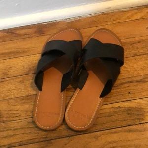 Abercrombie black sandals never worn!